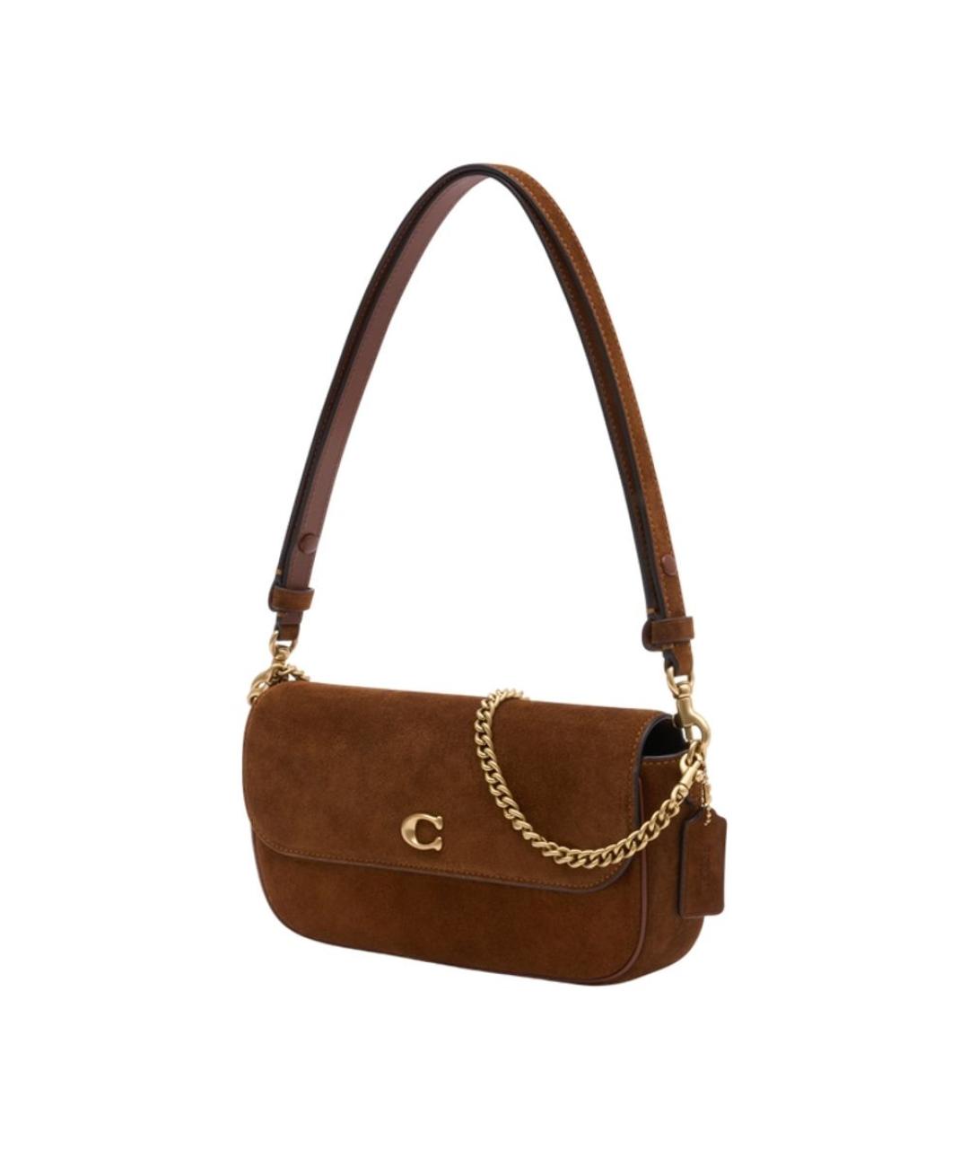 COACH Коричневая замшевая сумка через плечо, фото 2