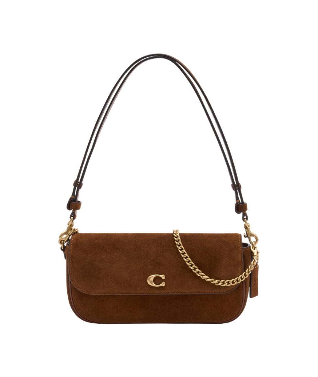 COACH Коричневая замшевая сумка через плечо, фото 1