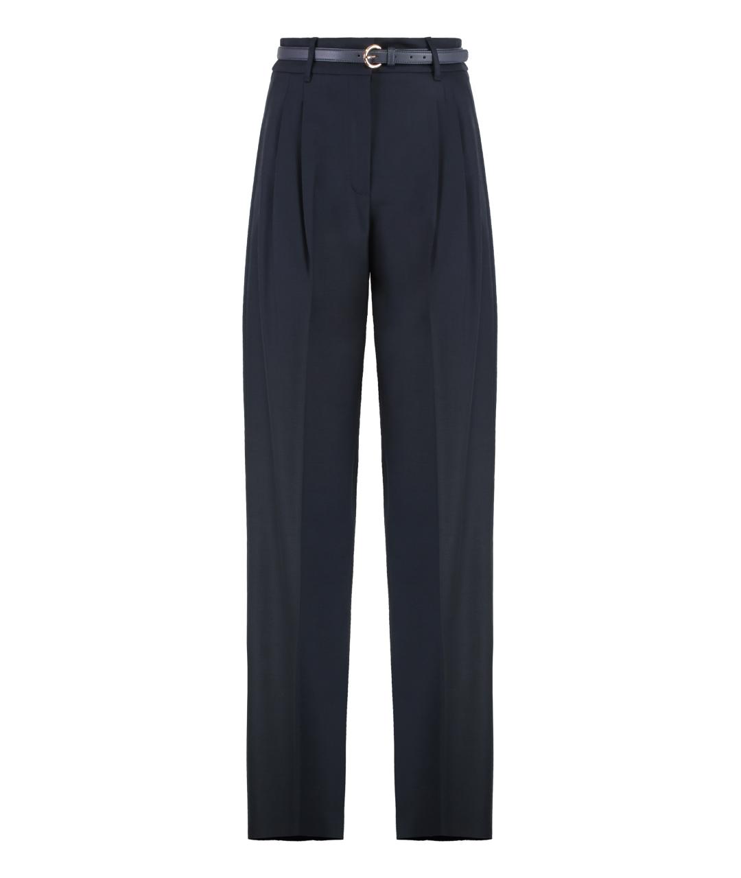 MAX MARA STUDIO Синие шерстяные прямые брюки, фото 1
