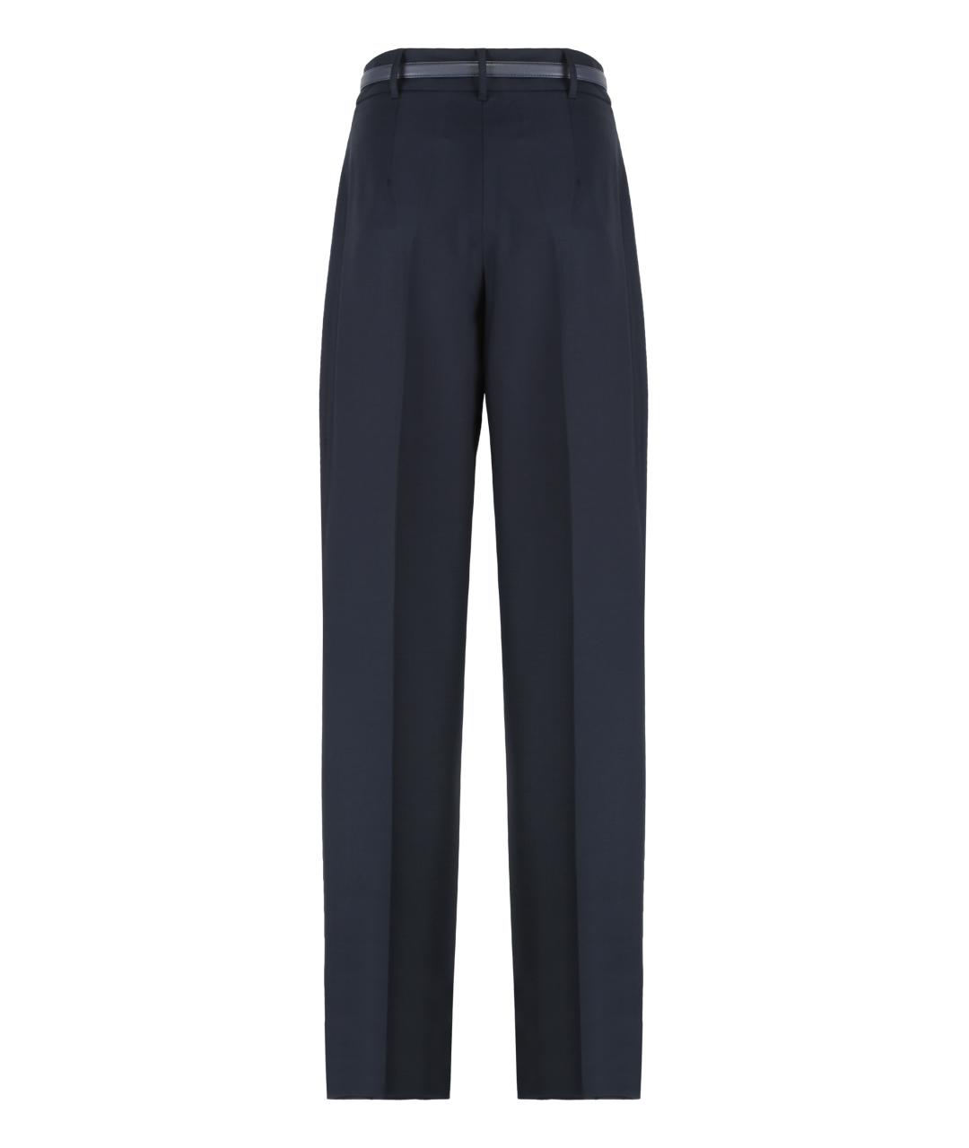 MAX MARA STUDIO Синие шерстяные прямые брюки, фото 2