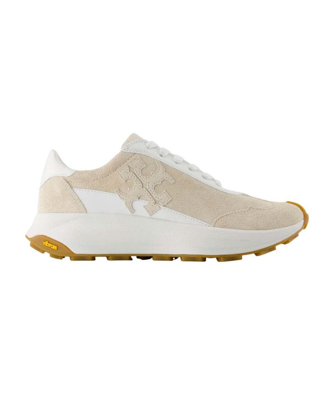 TORY BURCH Бежевые кожаные кроссовки, фото 1