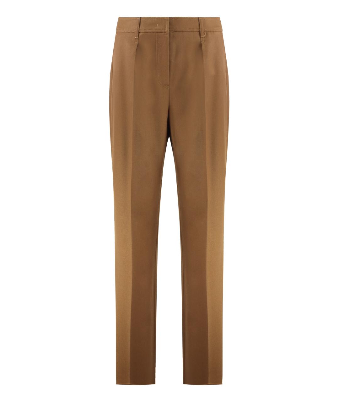 MAX MARA Бежевые шерстяные прямые брюки, фото 1