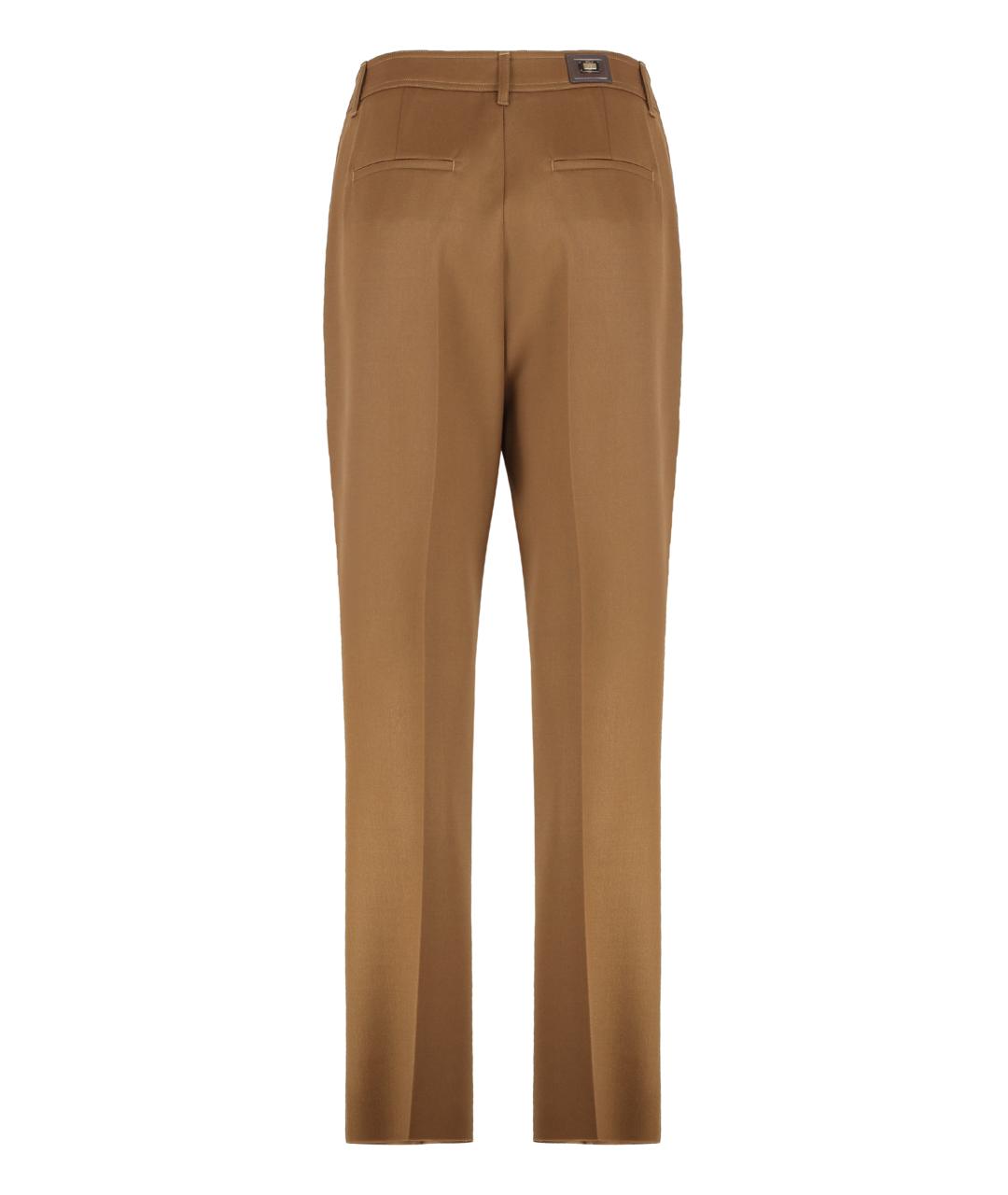 MAX MARA Бежевые шерстяные прямые брюки, фото 2