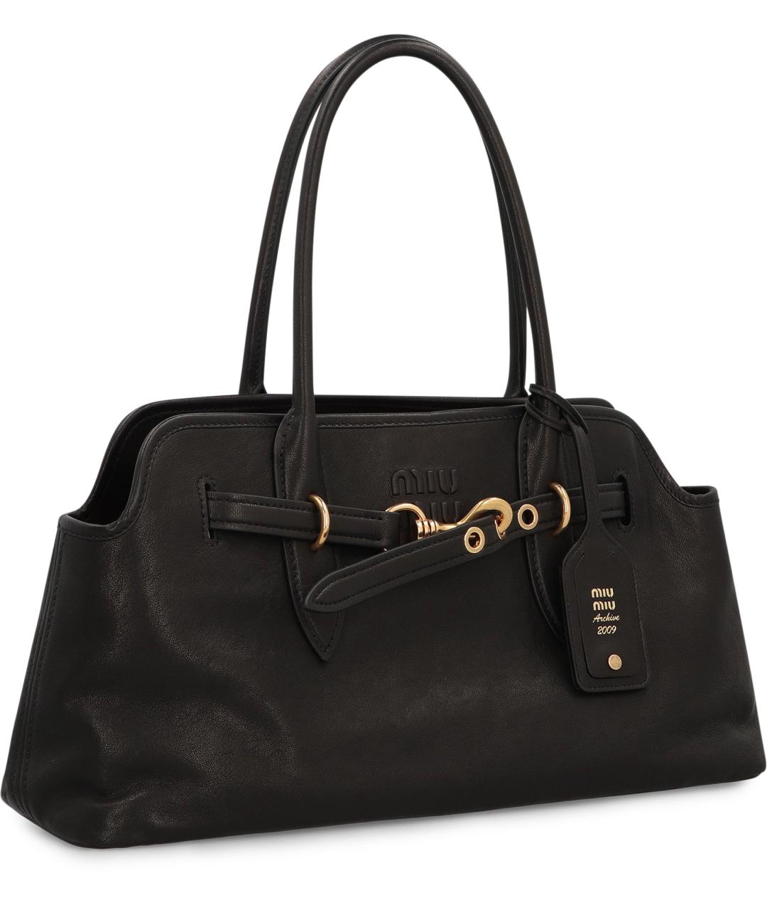 MIU MIU Черная кожаная сумка тоут, фото 5