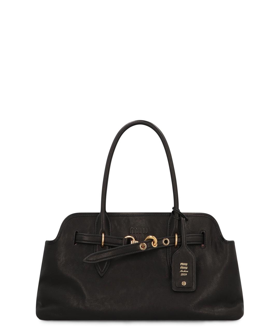 MIU MIU Черная кожаная сумка тоут, фото 2