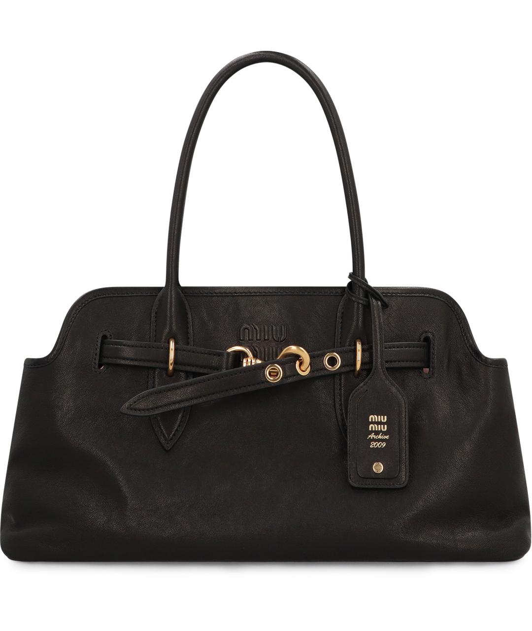 MIU MIU Черная кожаная сумка тоут, фото 3
