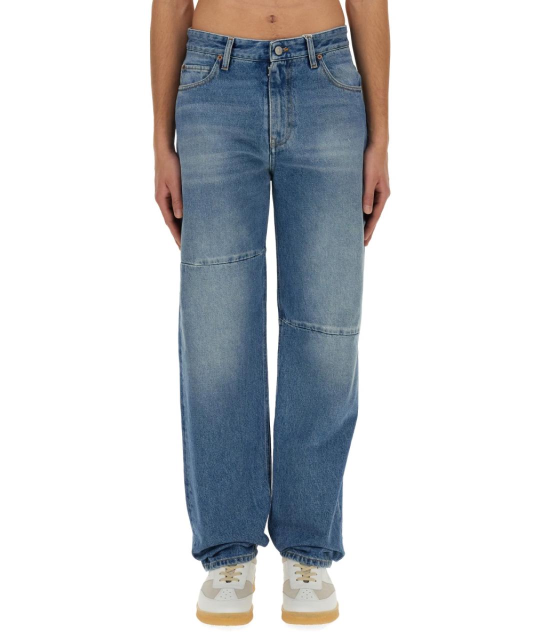 MM6 MAISON MARGIELA Голубые хлопковые прямые джинсы, фото 2