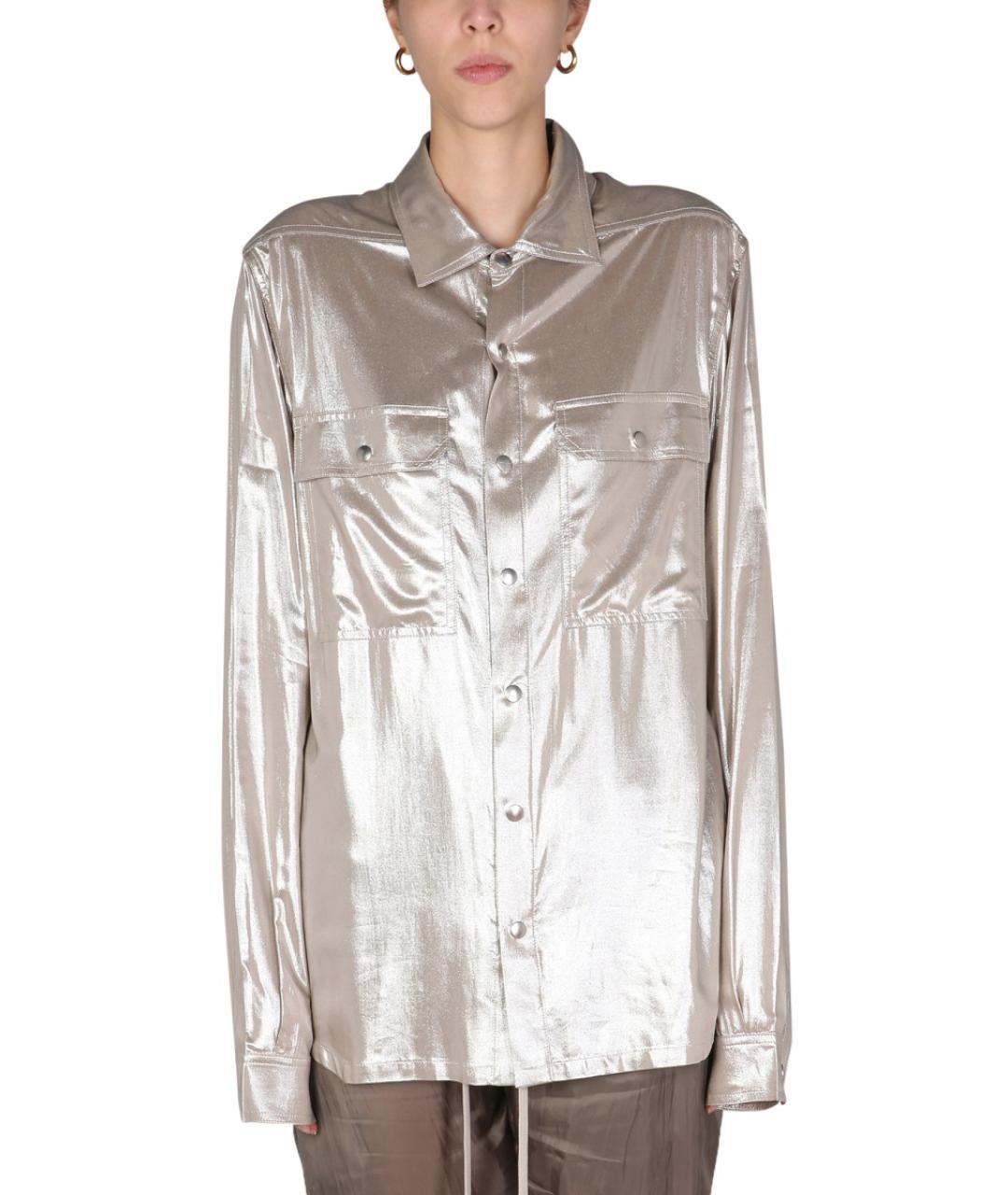 RICK OWENS Серебряная вискозная рубашка, фото 2