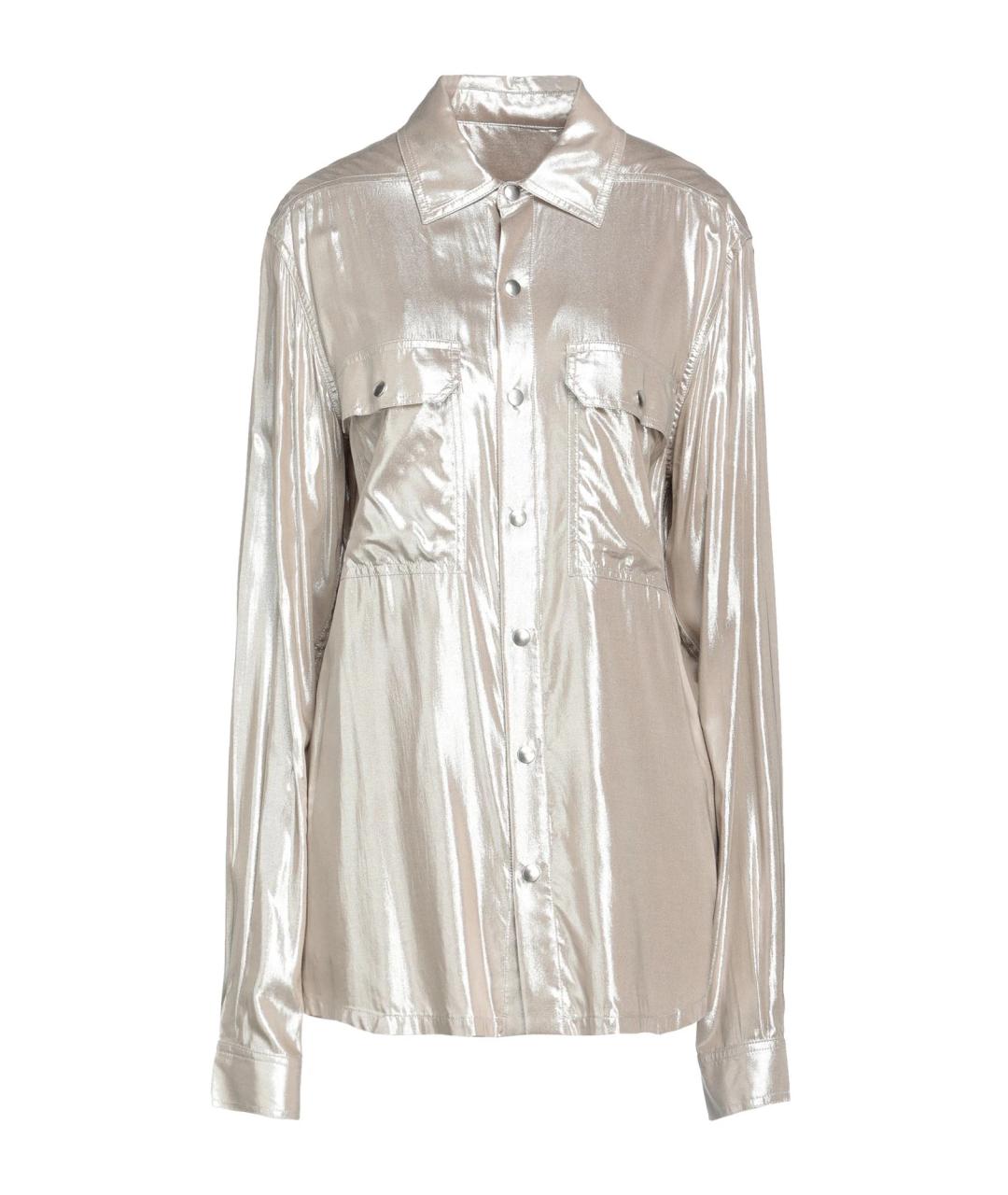 RICK OWENS Серебряная вискозная рубашка, фото 1