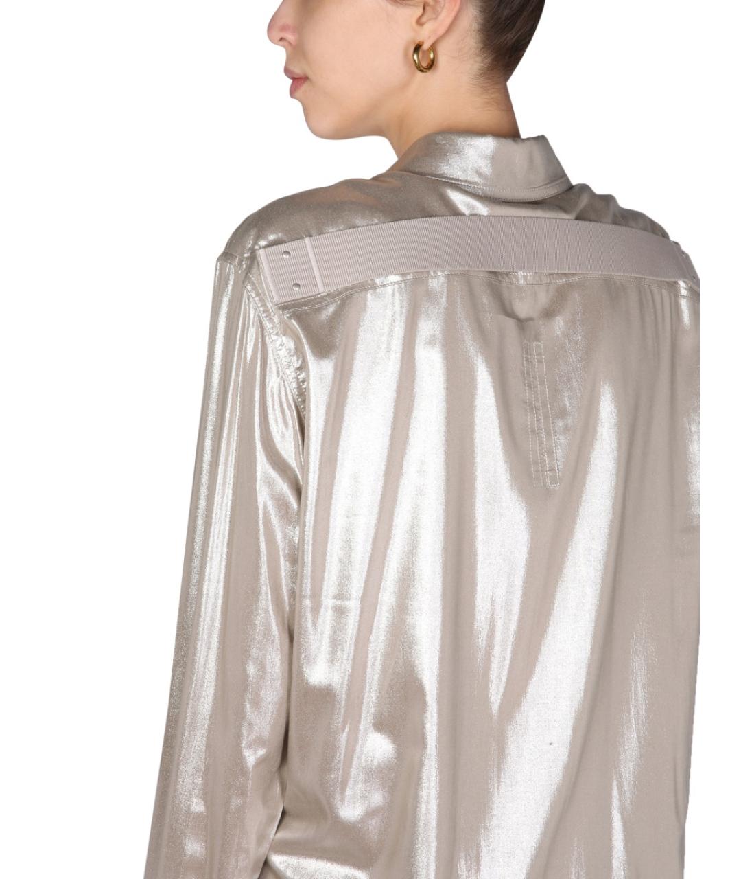 RICK OWENS Серебряная вискозная рубашка, фото 5