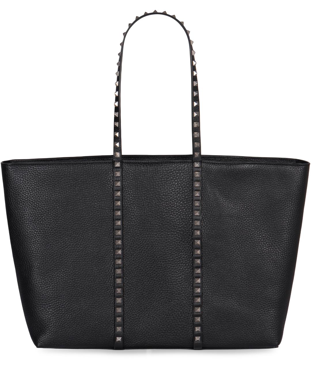 VALENTINO Черная кожаная сумка тоут, фото 2