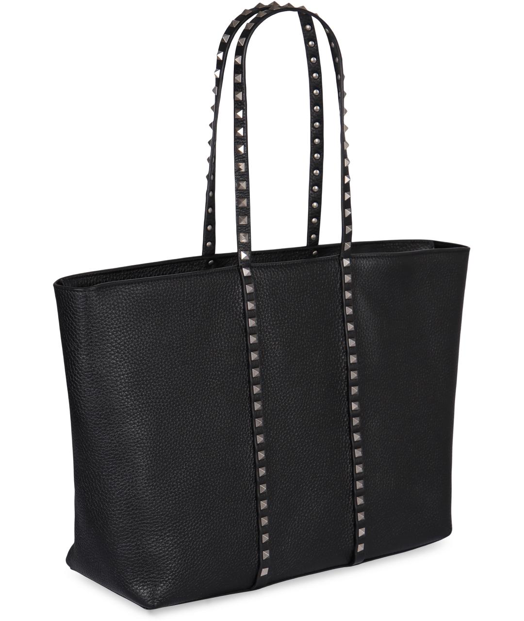 VALENTINO Черная кожаная сумка тоут, фото 3