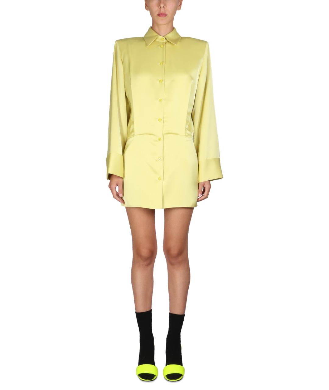 THE ATTICO Желтое полиэстеровое повседневное платье, фото 2