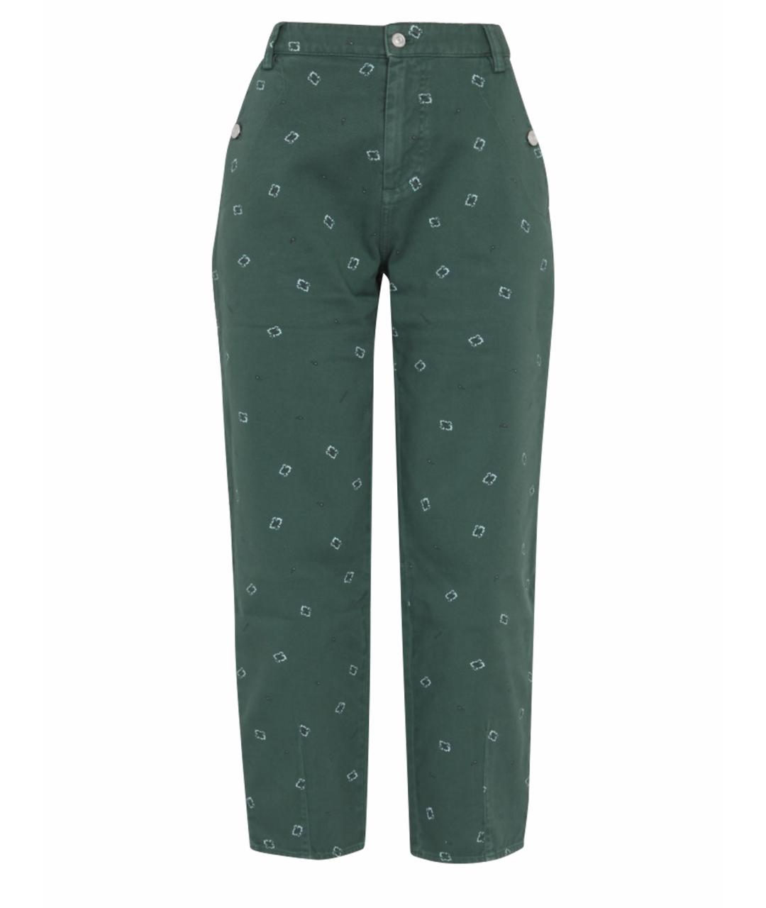 KENZO Зеленые хлопковые прямые брюки, фото 1