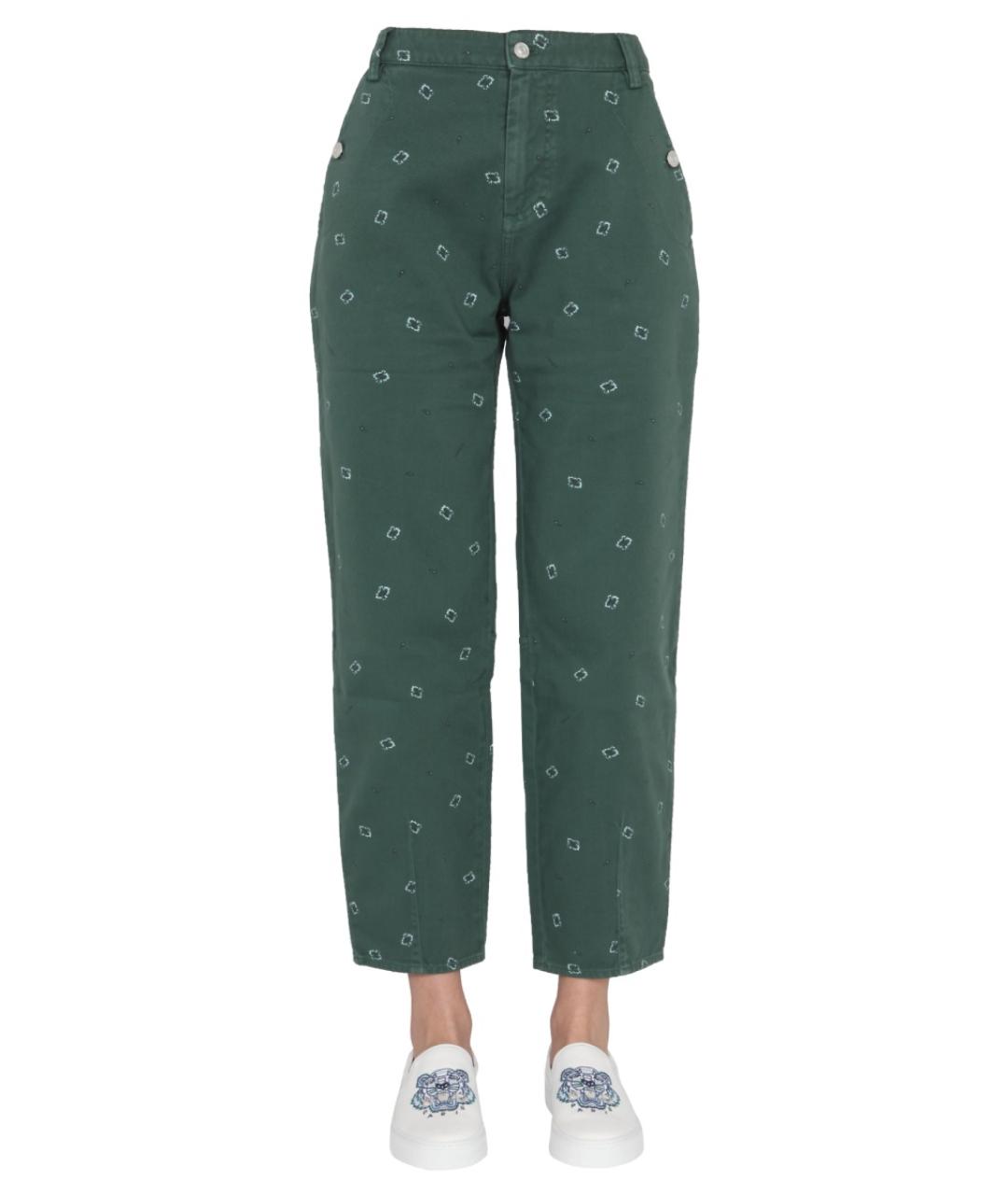 KENZO Зеленые хлопковые прямые брюки, фото 5