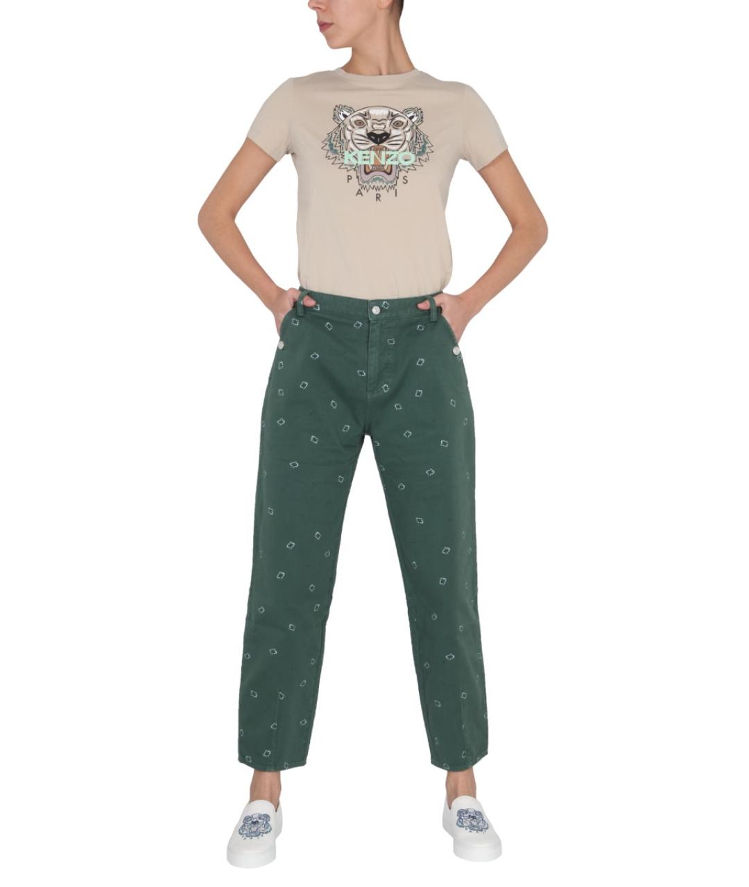 KENZO Зеленые хлопковые прямые брюки, фото 2