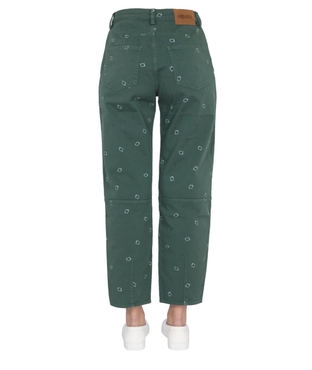 KENZO Зеленые хлопковые прямые брюки, фото 4
