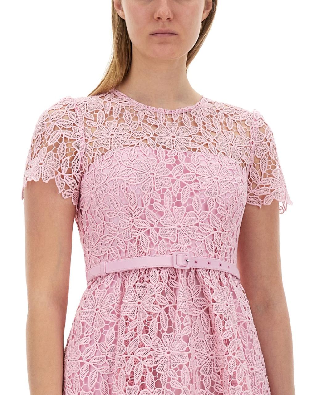 SELF-PORTRAIT Розовое полиэстеровое повседневное платье, фото 5