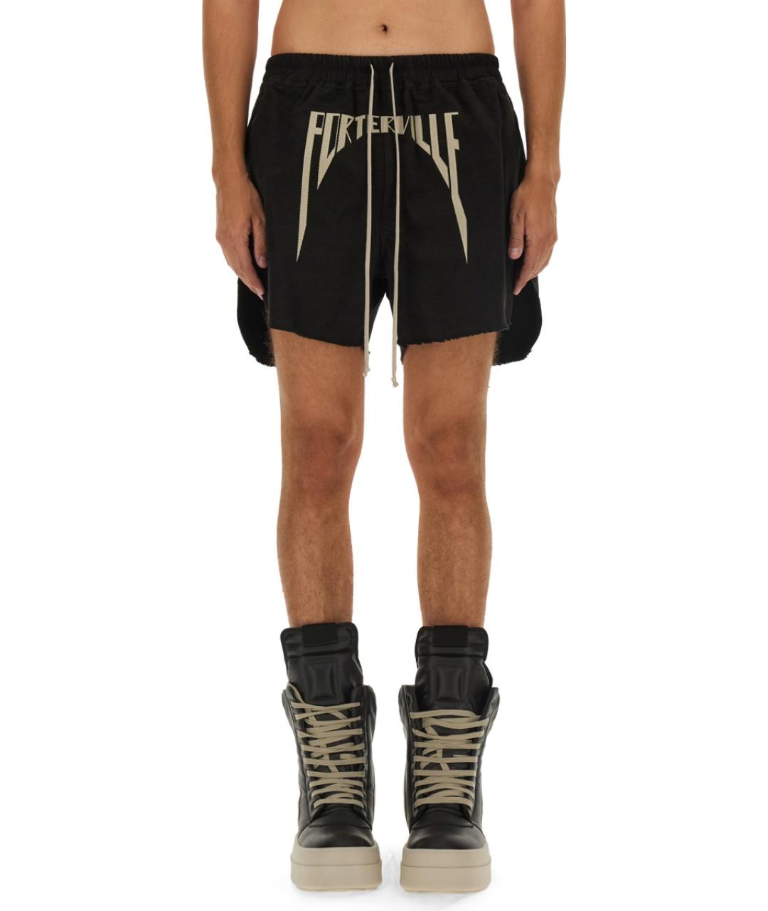 RICK OWENS Черные хлопковые шорты, фото 2