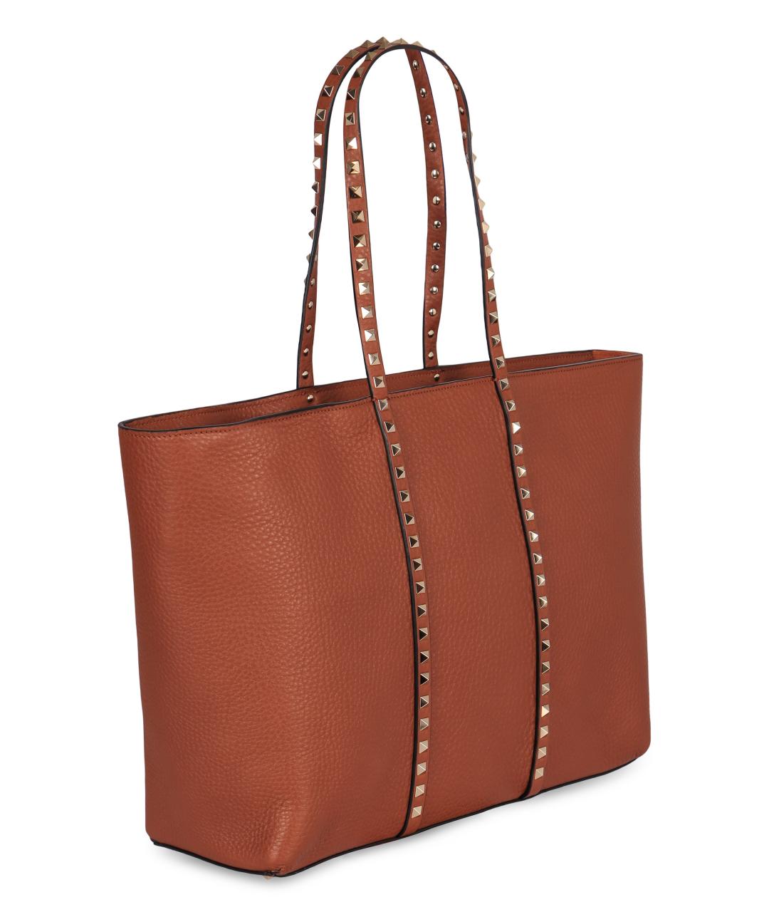 VALENTINO Коричневая кожаная сумка тоут, фото 3