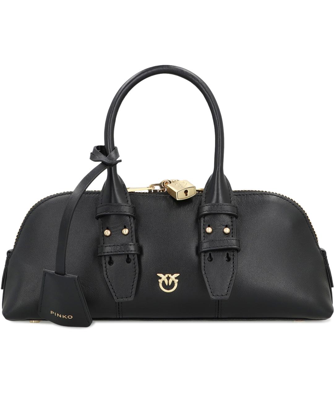 PINKO Черная кожаная сумка с короткими ручками, фото 2