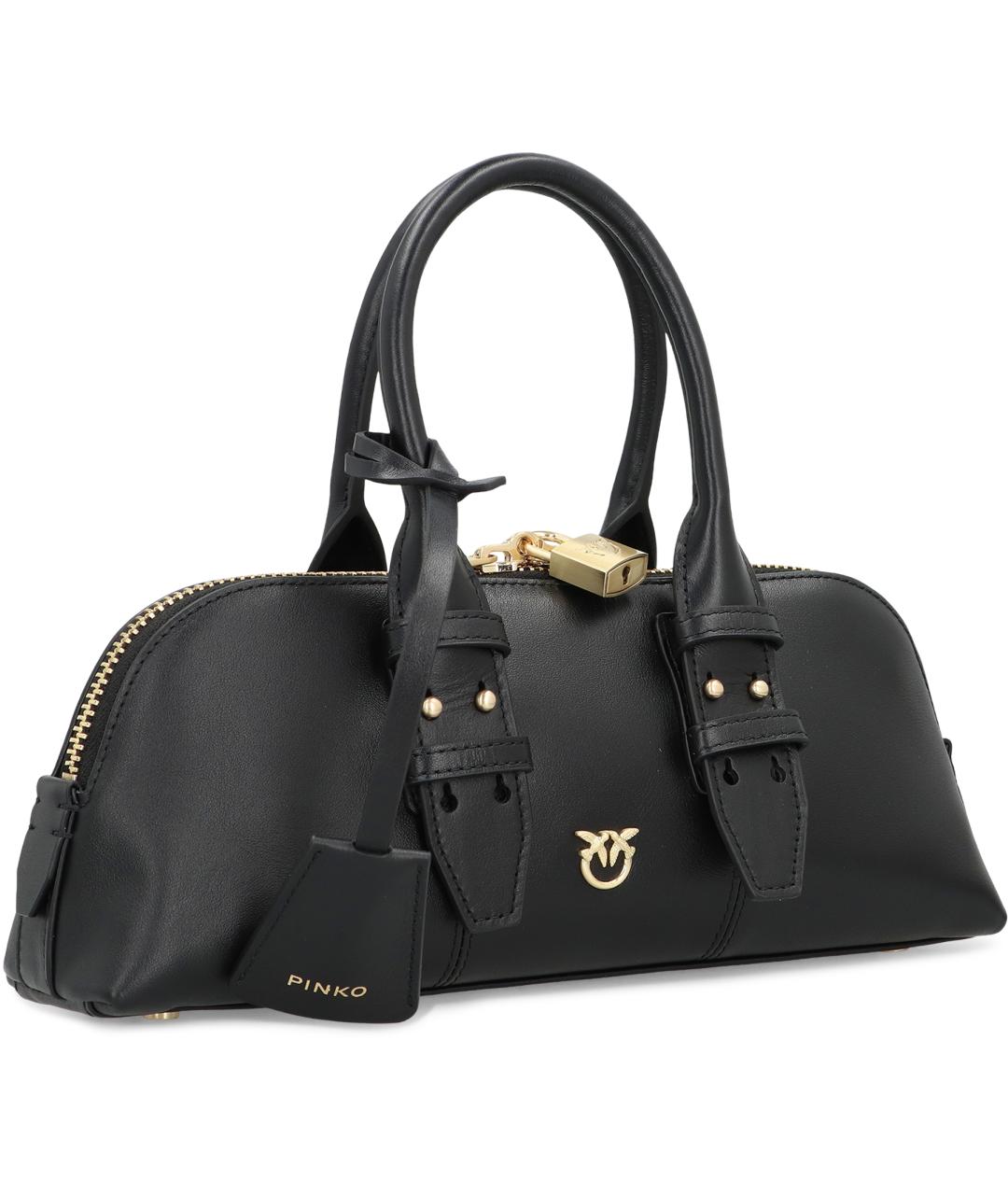 PINKO Черная кожаная сумка с короткими ручками, фото 3