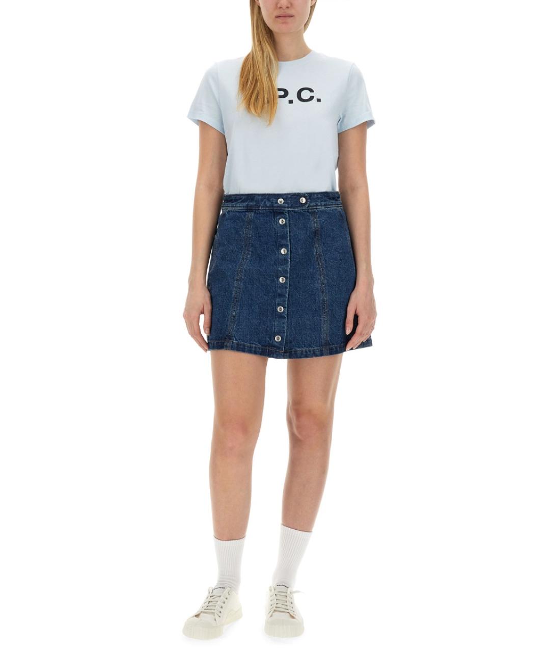 A.P.C. Голубая хлопковая футболка, фото 3