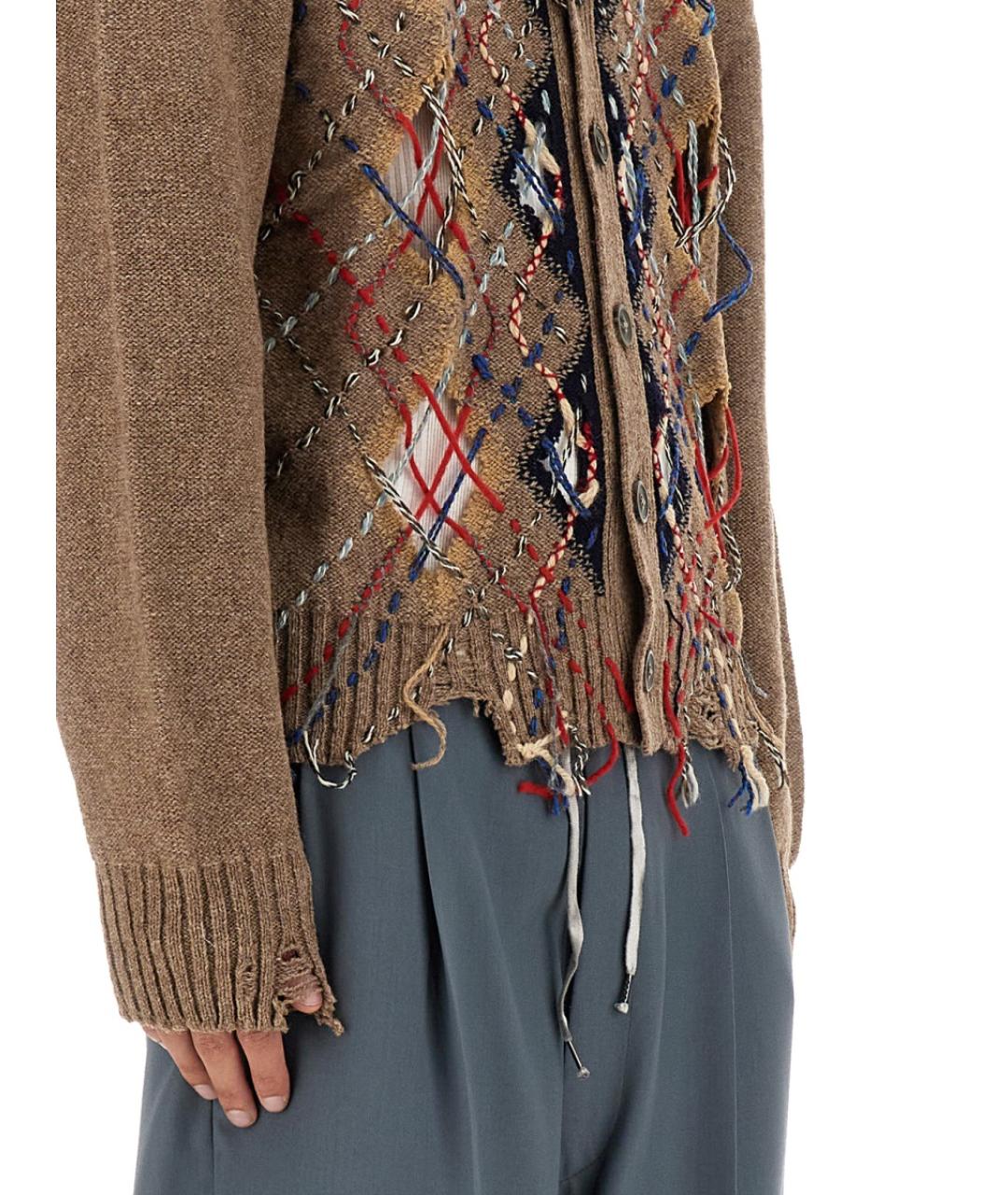 MAISON MARGIELA Коричневый шерстяной кардиган, фото 5