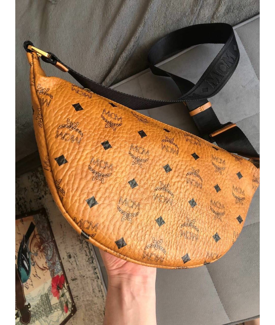 MCM Оранжевая кожаная поясная сумка, фото 3