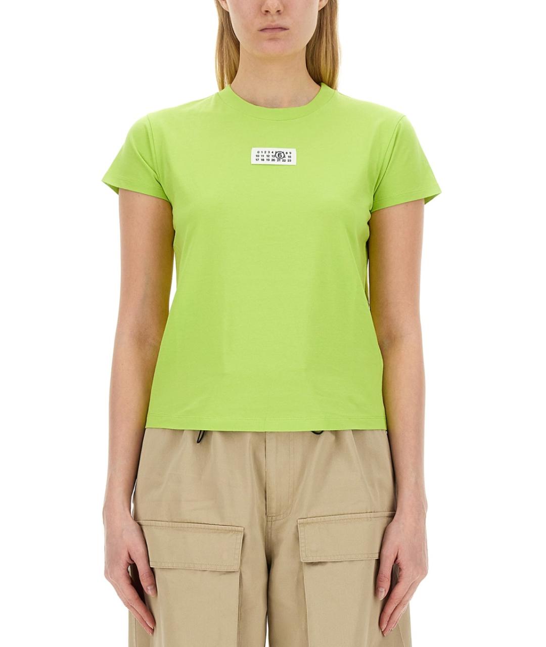 MM6 MAISON MARGIELA Зеленая хлопковая футболка, фото 5