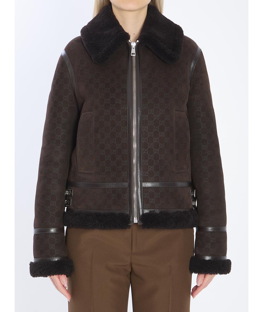 GUCCI Коричневая кожаная дубленка, фото 2
