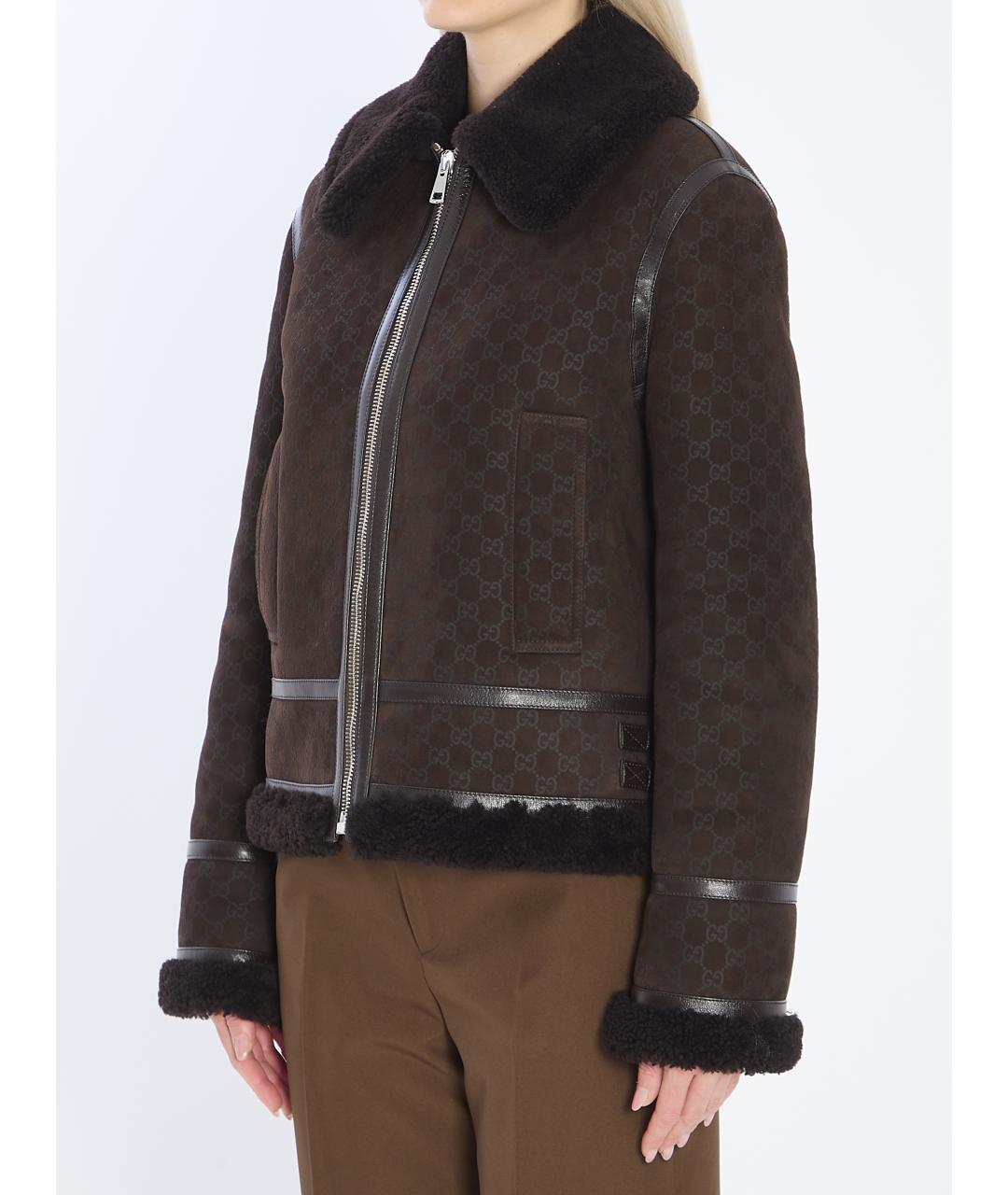 GUCCI Коричневая кожаная дубленка, фото 3