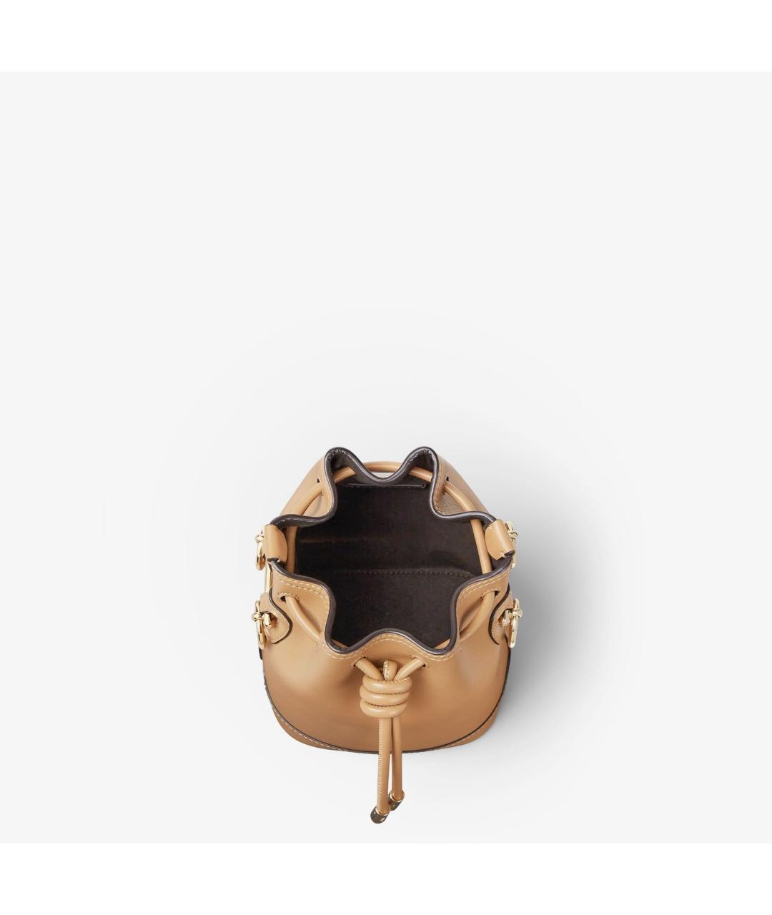 FENDI Бежевая кожаная сумка с короткими ручками, фото 5