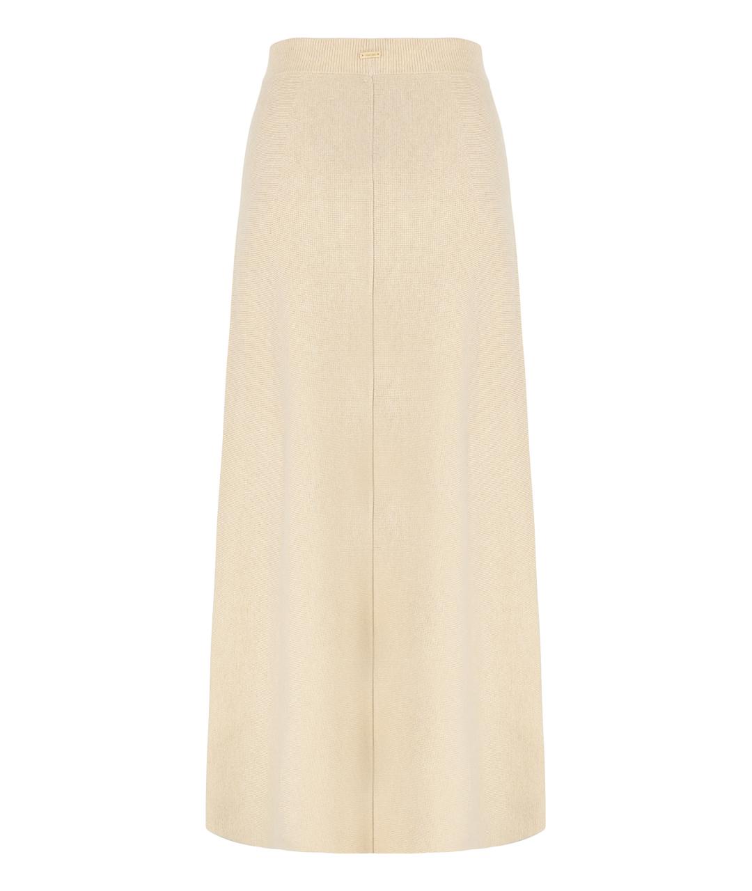 MAX MARA Бежевая кашемировая юбка миди, фото 2