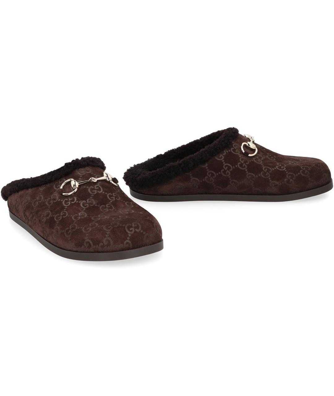 GUCCI Коричневые кожаные шлепанцы, фото 2