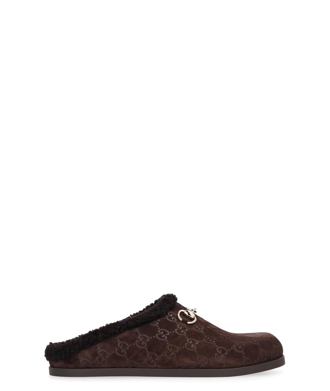 GUCCI Коричневые кожаные шлепанцы, фото 1