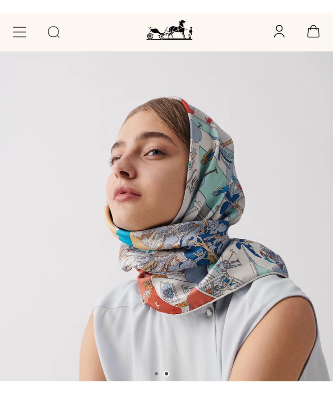 HERMES Голубой шелковый платок, фото 3