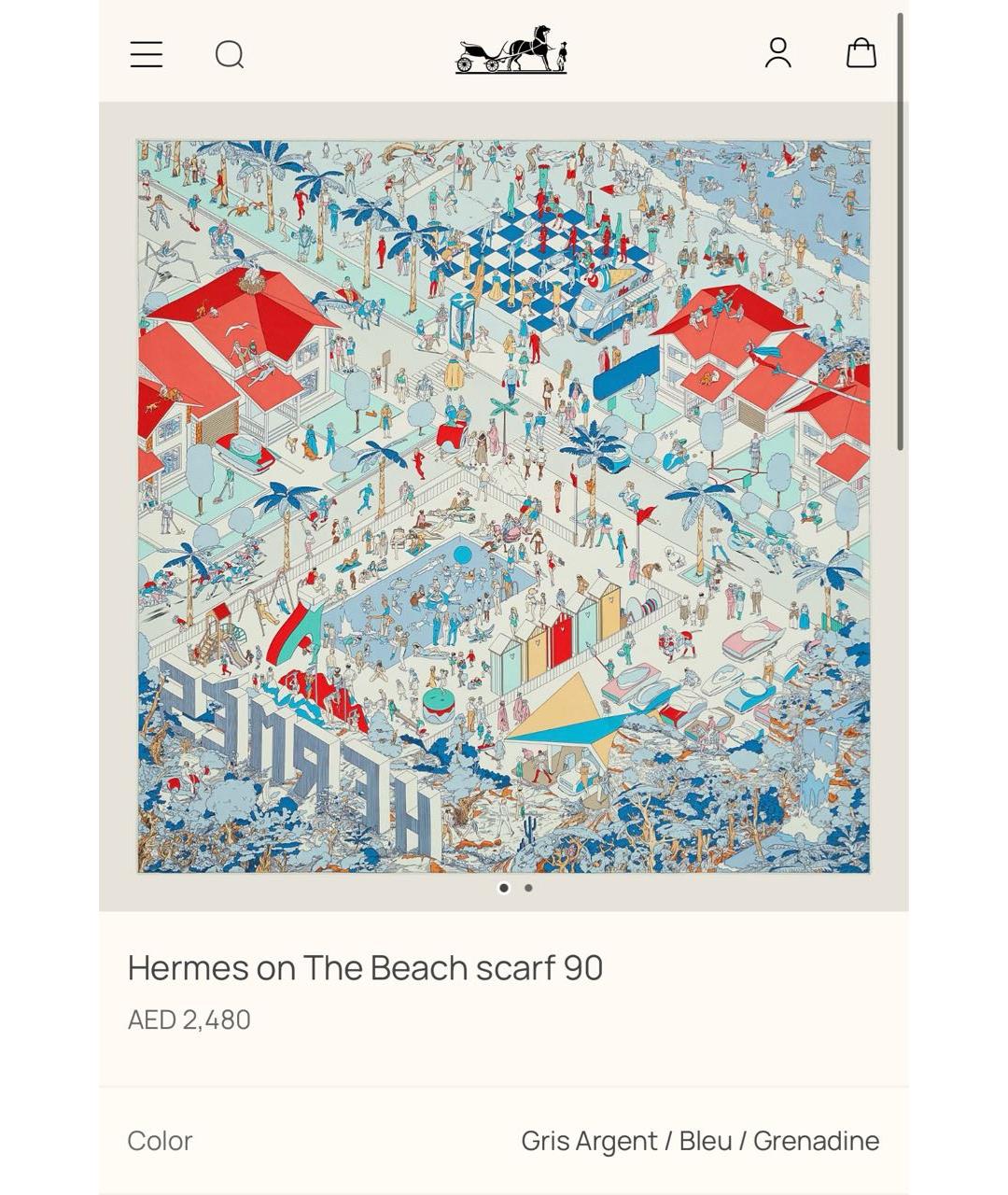 HERMES Голубой шелковый платок, фото 5