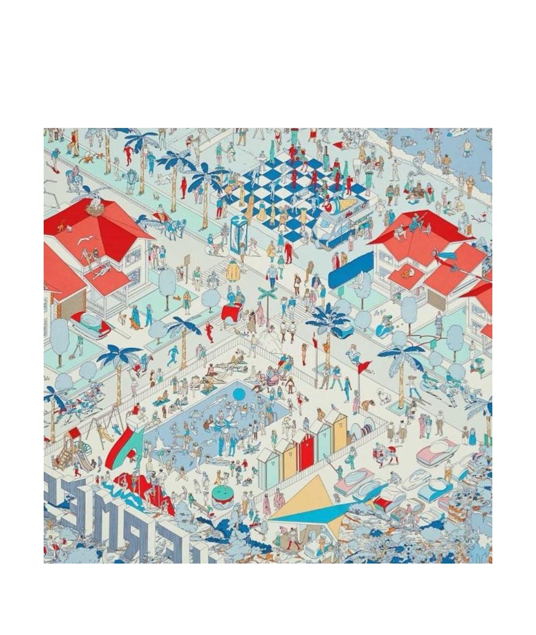 HERMES Голубой шелковый платок, фото 1