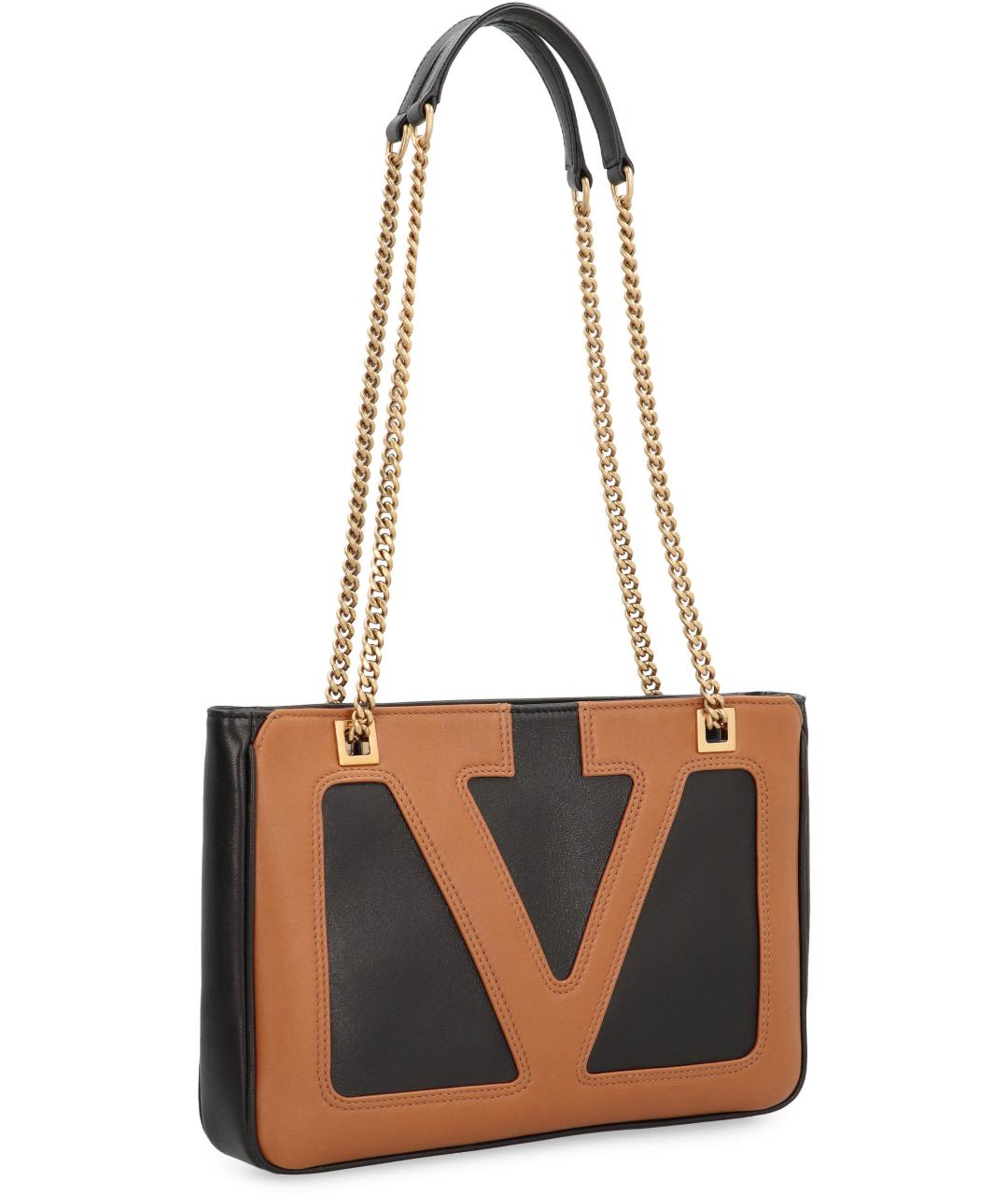 VALENTINO Черная кожаная сумка тоут, фото 3