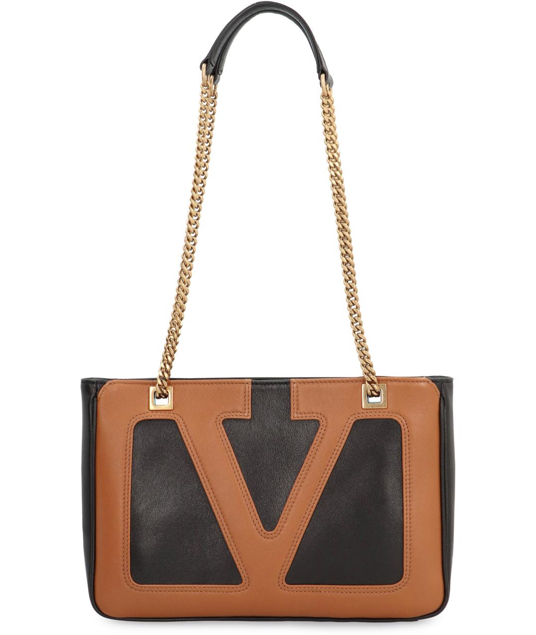 VALENTINO Черная кожаная сумка тоут, фото 2