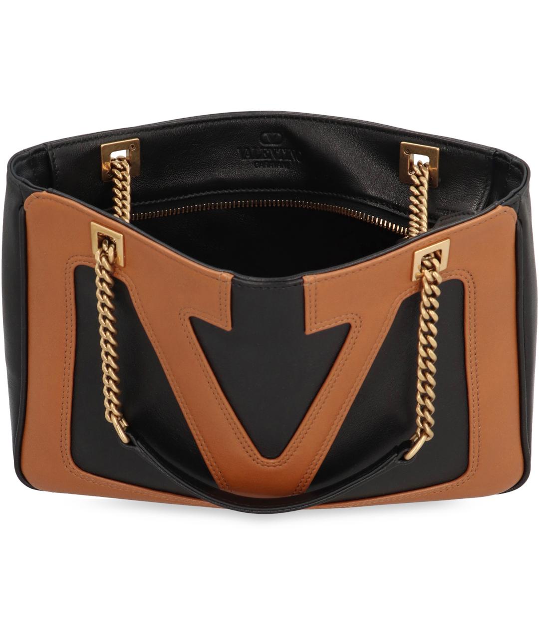 VALENTINO Черная кожаная сумка тоут, фото 5