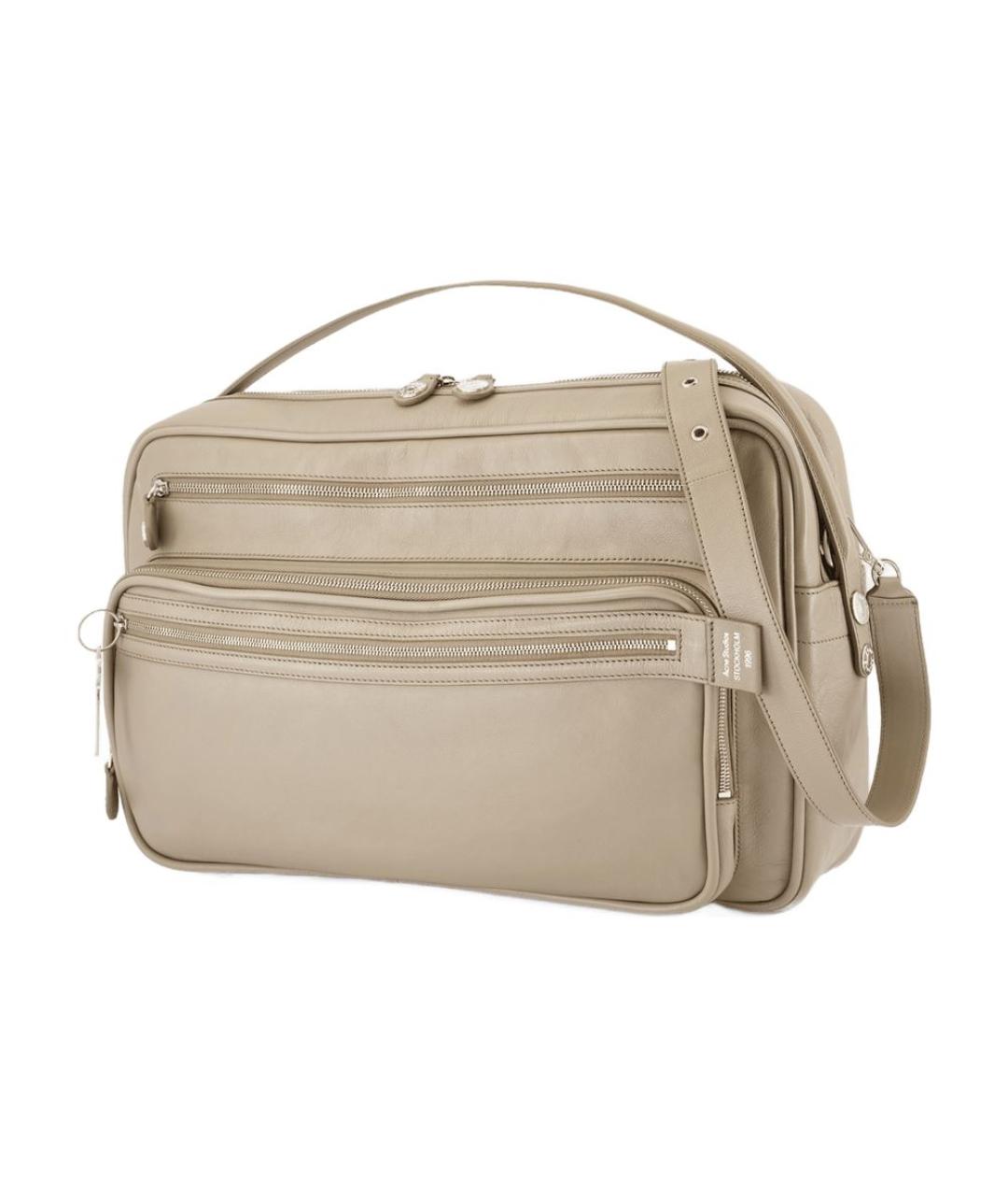 ACNE STUDIOS Бежевая кожаная сумка на плечо, фото 2