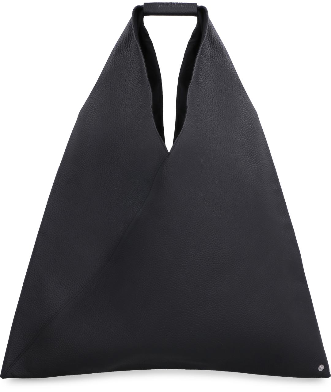 MM6 MAISON MARGIELA Черная кожаная сумка тоут, фото 2