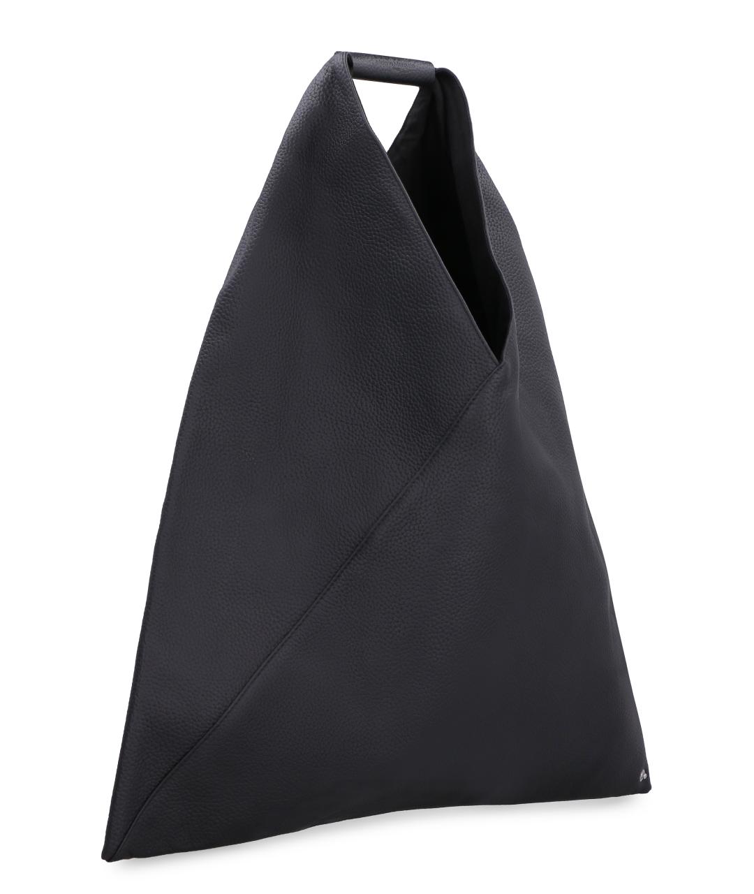 MM6 MAISON MARGIELA Черная кожаная сумка тоут, фото 3