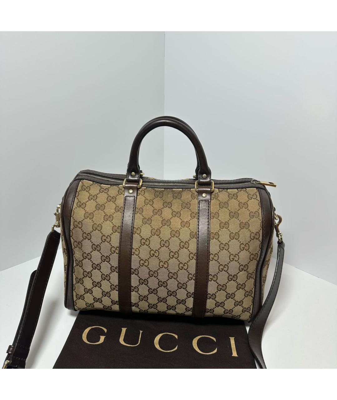 GUCCI Бежевая кожаная сумка с короткими ручками, фото 3