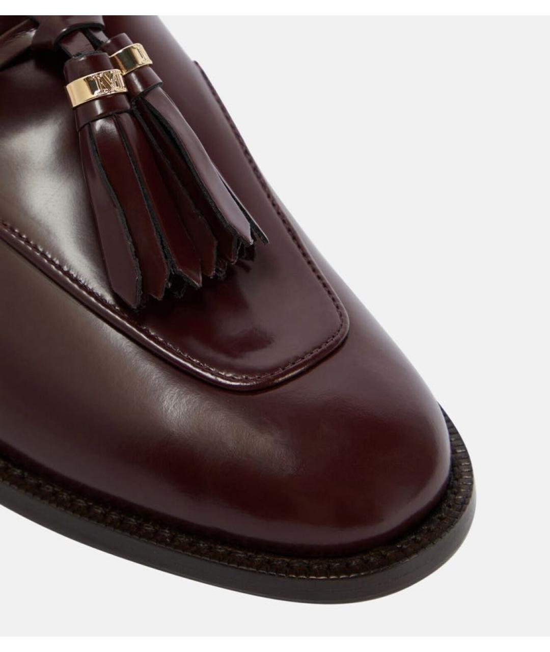 MAX MARA Бордовые кожаные лоферы, фото 4