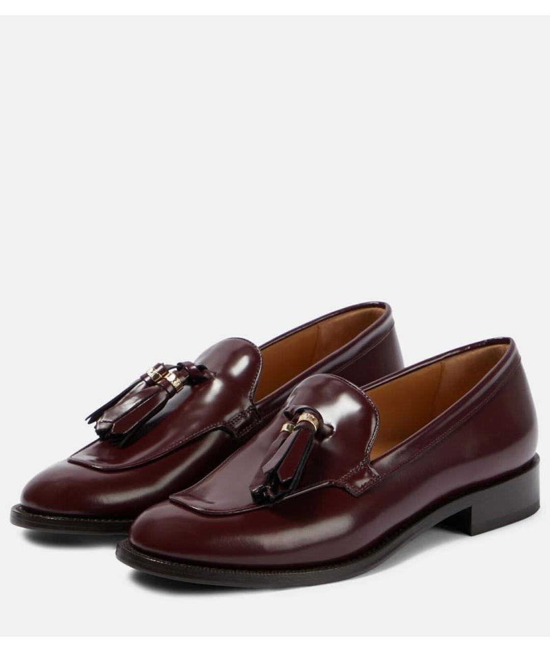 MAX MARA Бордовые кожаные лоферы, фото 2
