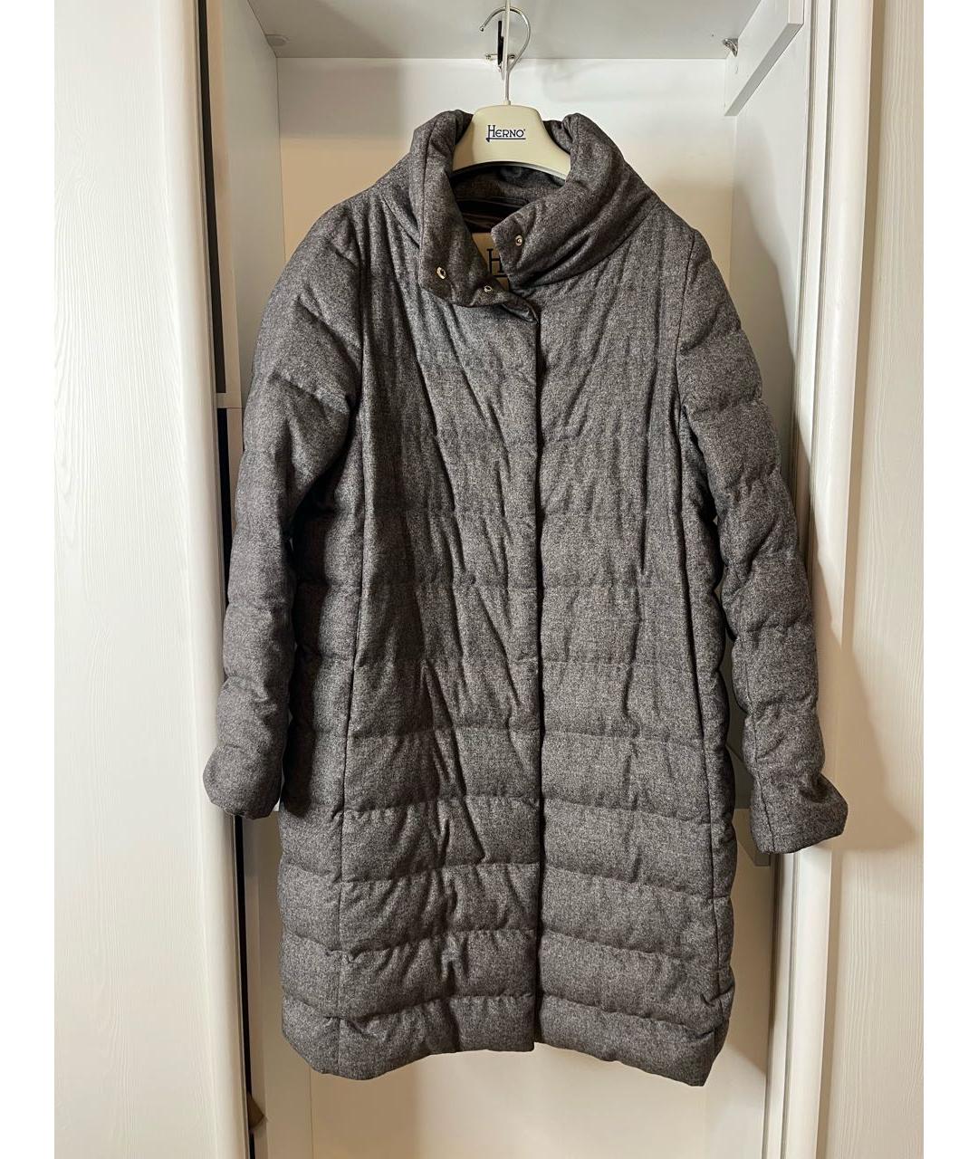 HERNO Серый кашемировый пуховик, фото 7