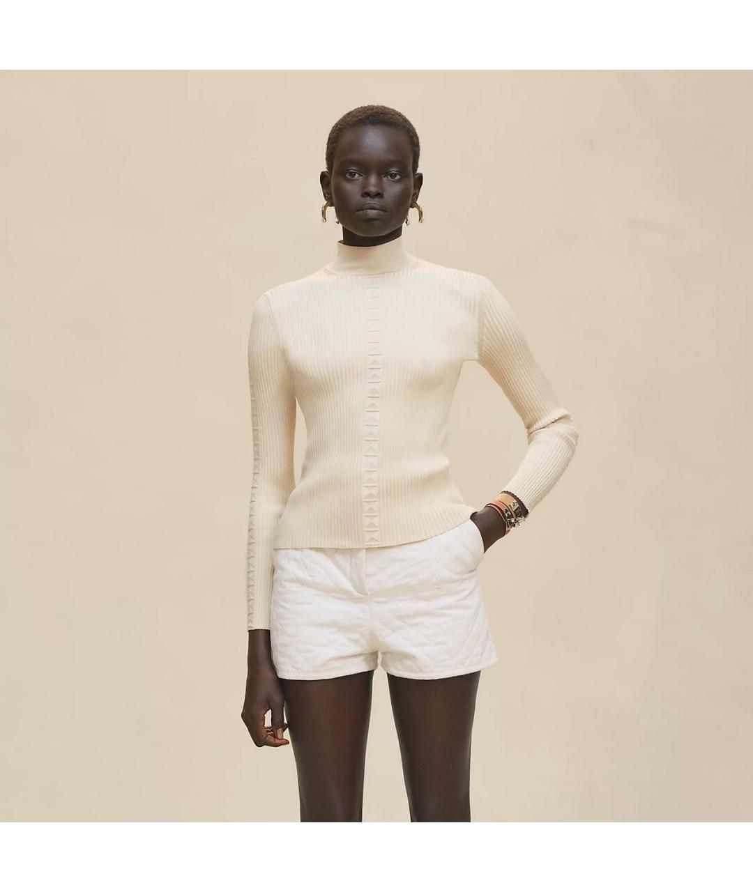 HERMES Бежевая шелковая водолазка, фото 6